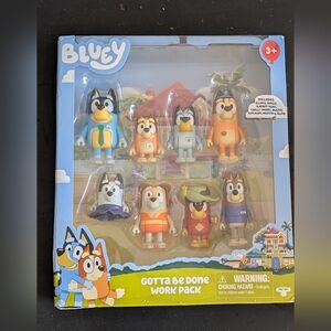Bluey Gotta be Done Work 8 Pack, 2.5 - 3" Bluey Character Figures